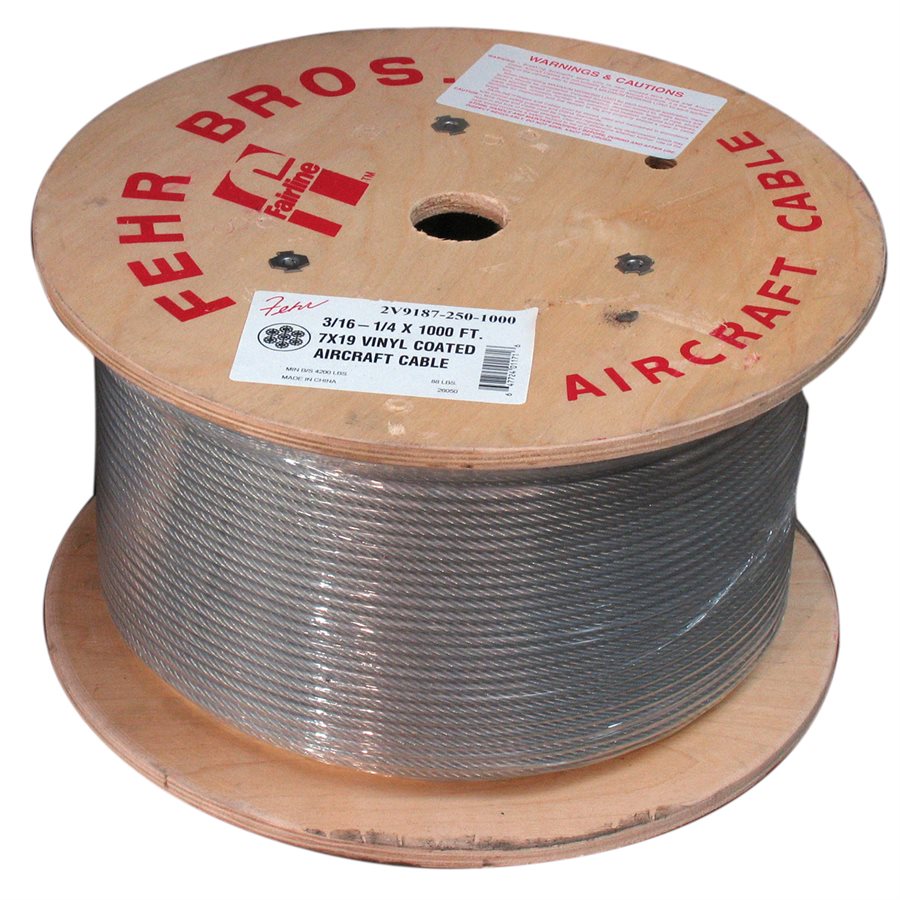 Vinyl Coated Hot Dip Galvanized Steel Cable - 3/8-7/16 in X 7x19