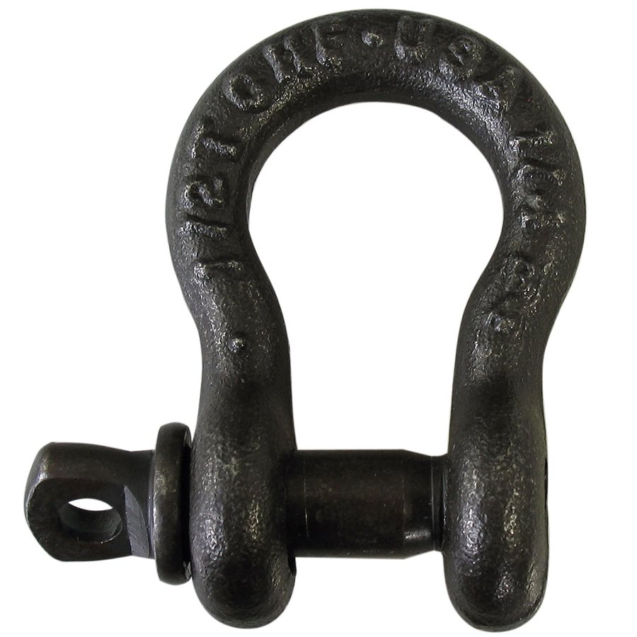 USA Made Load Rated Screw Pin Anchor Shackle, Black Oxide - 1/4 in