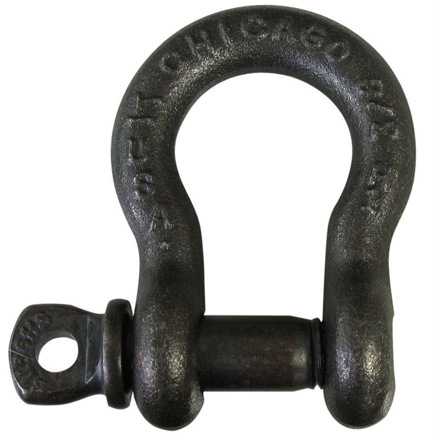 USA Made Load Rated Screw Pin Anchor Shackle, Black Oxide - 3/8 in
