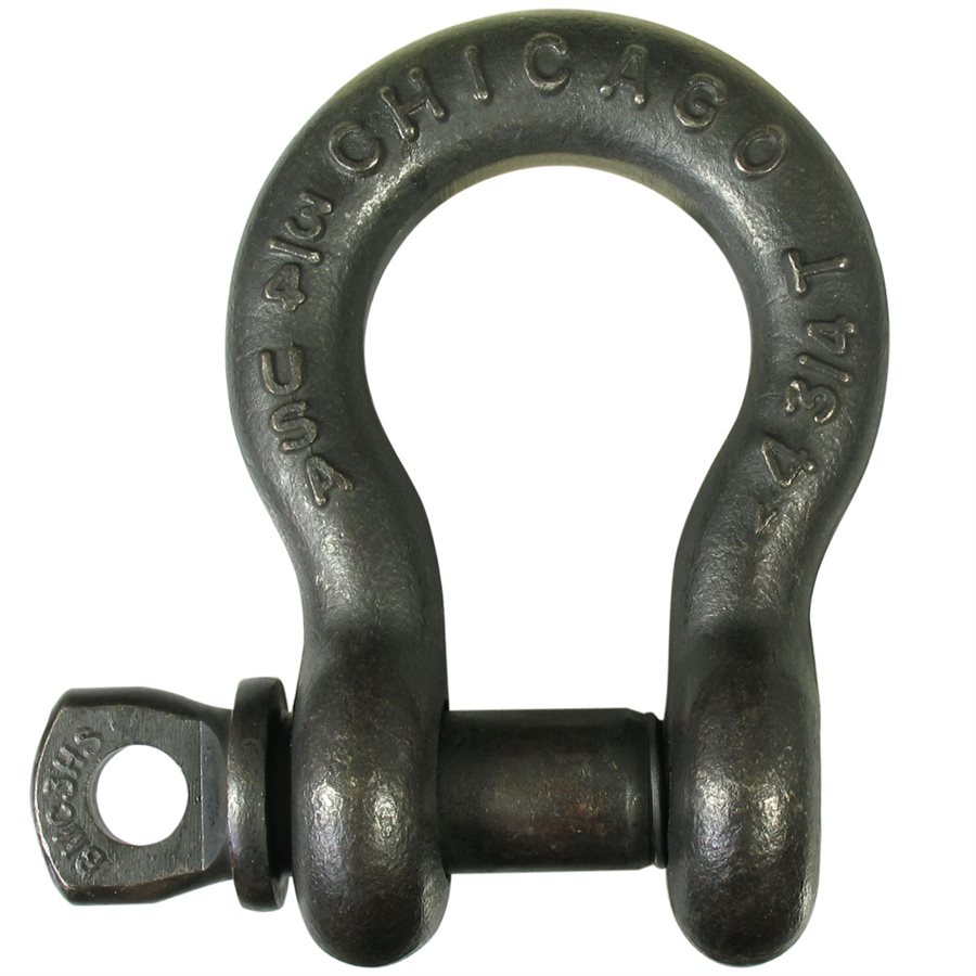 USA Made Load Rated Screw Pin Anchor Shackle, Black Oxide - 3/4 in