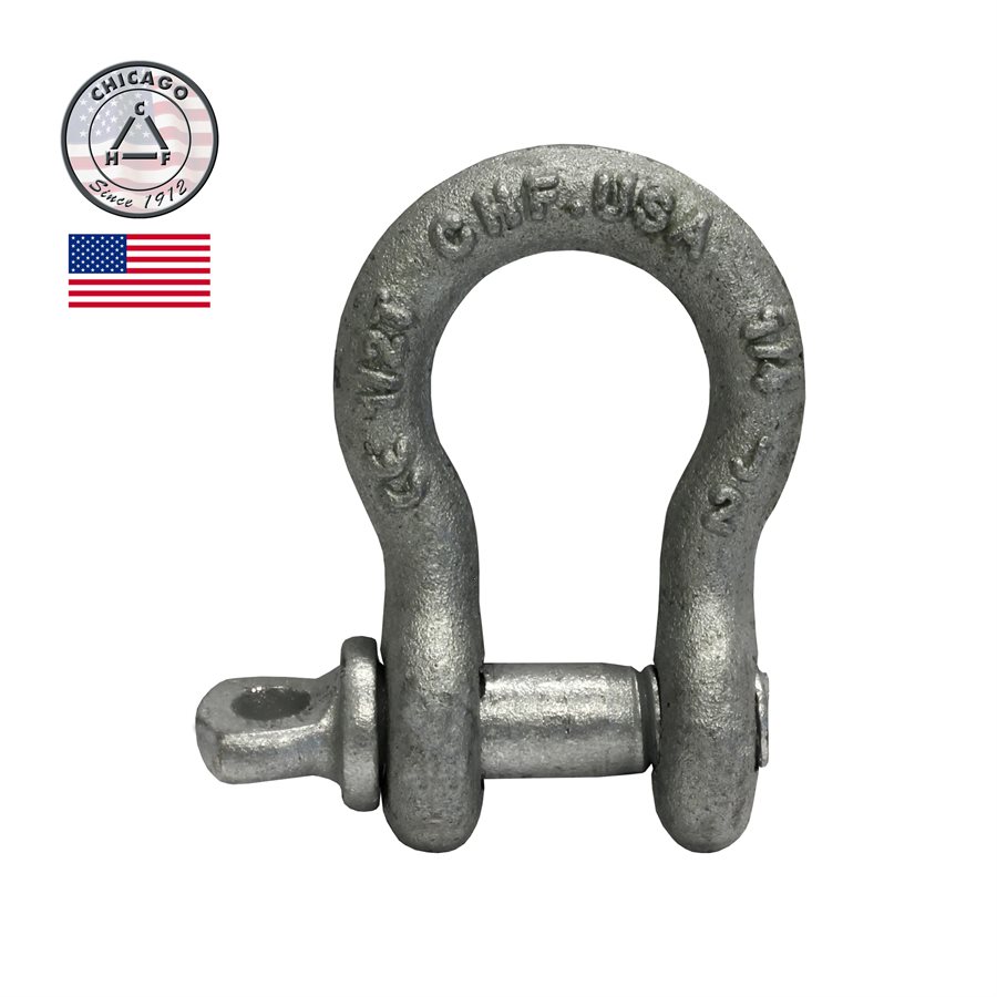 USA Made HDG Load Rated Screw Pin Anchor Shackle - 1/4 in