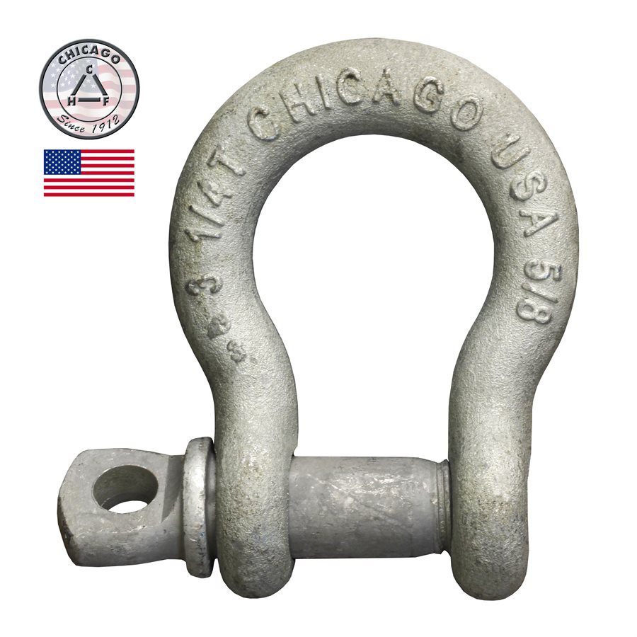 USA Made HDG Load Rated Screw Pin Anchor Shackle - 5/8 in