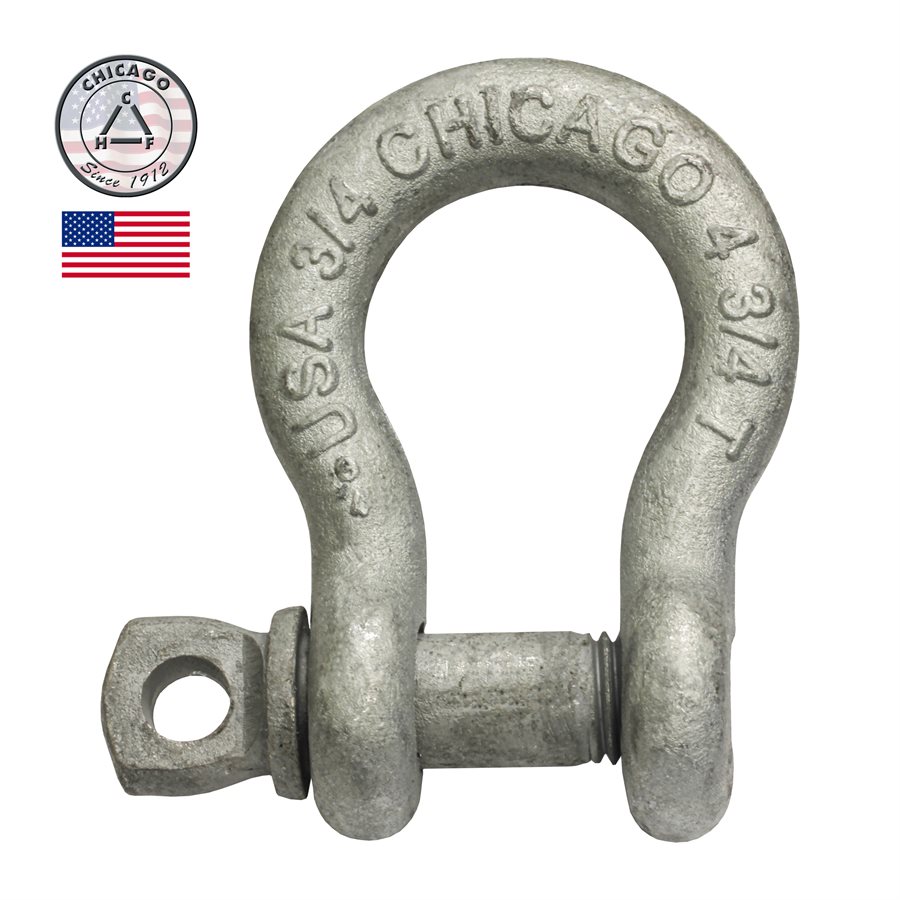 USA Made HDG Load Rated Screw Pin Anchor Shackle - 3/4 in