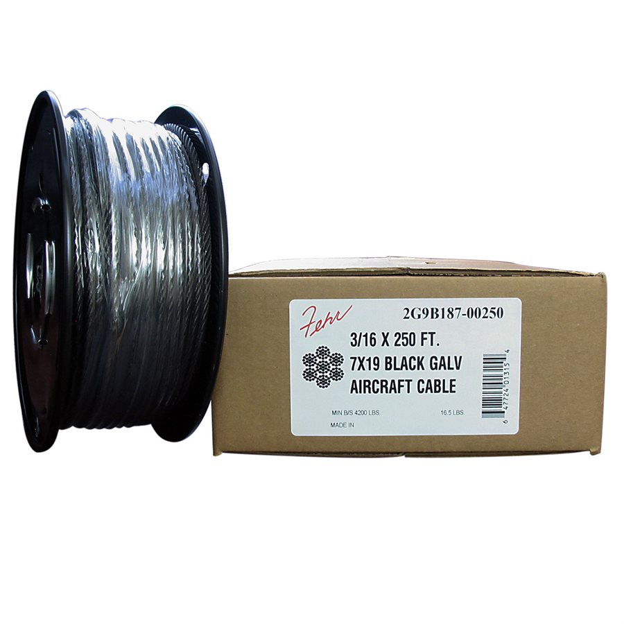 Black Coated Hot Dip Galvanized Steel Cable - 1/16 in X 7x7
