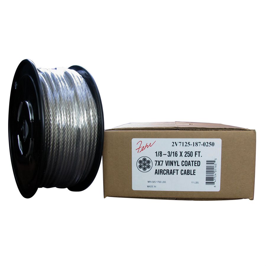 Vinyl Coated Hot Dip Galvanized Steel Cable - 3/32-3/16 in X 7x7