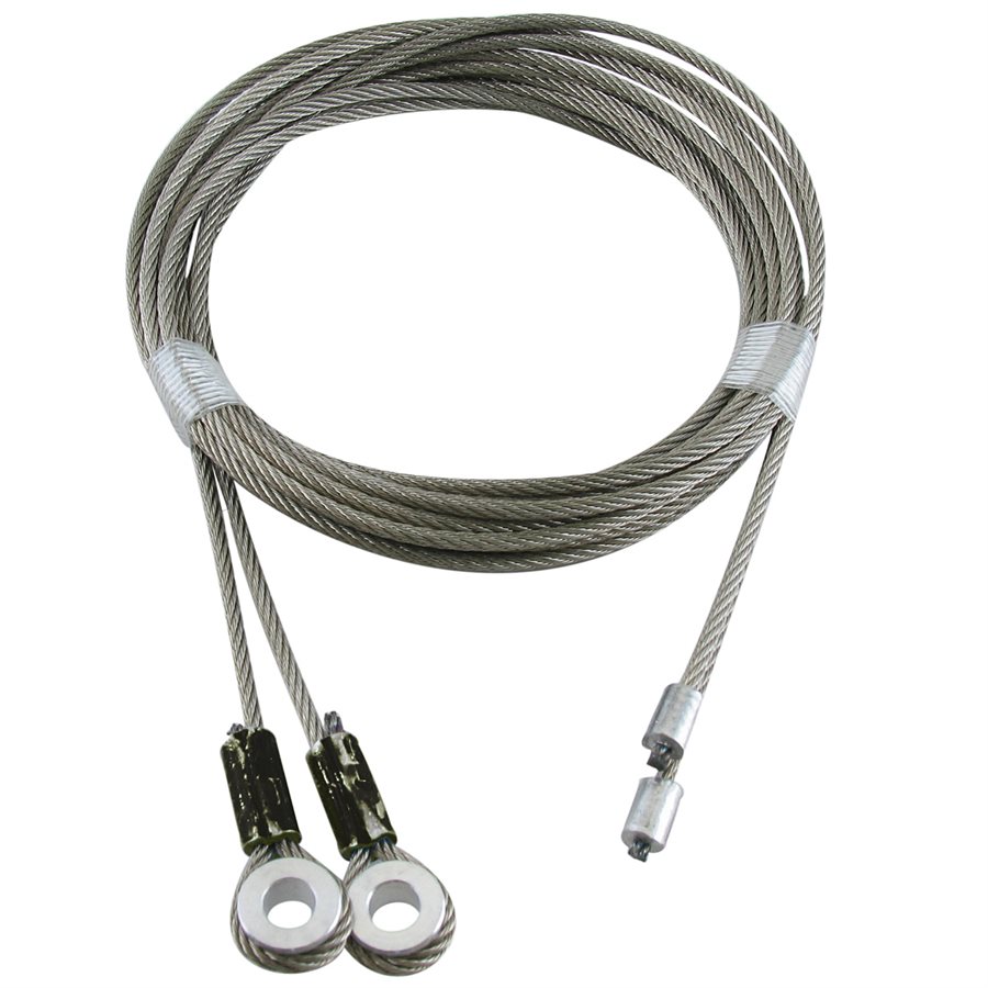 GAC Truck Door Cables, 1/4 in Spool Eye - 1/8 in X 110 in, 7X19 - Gray