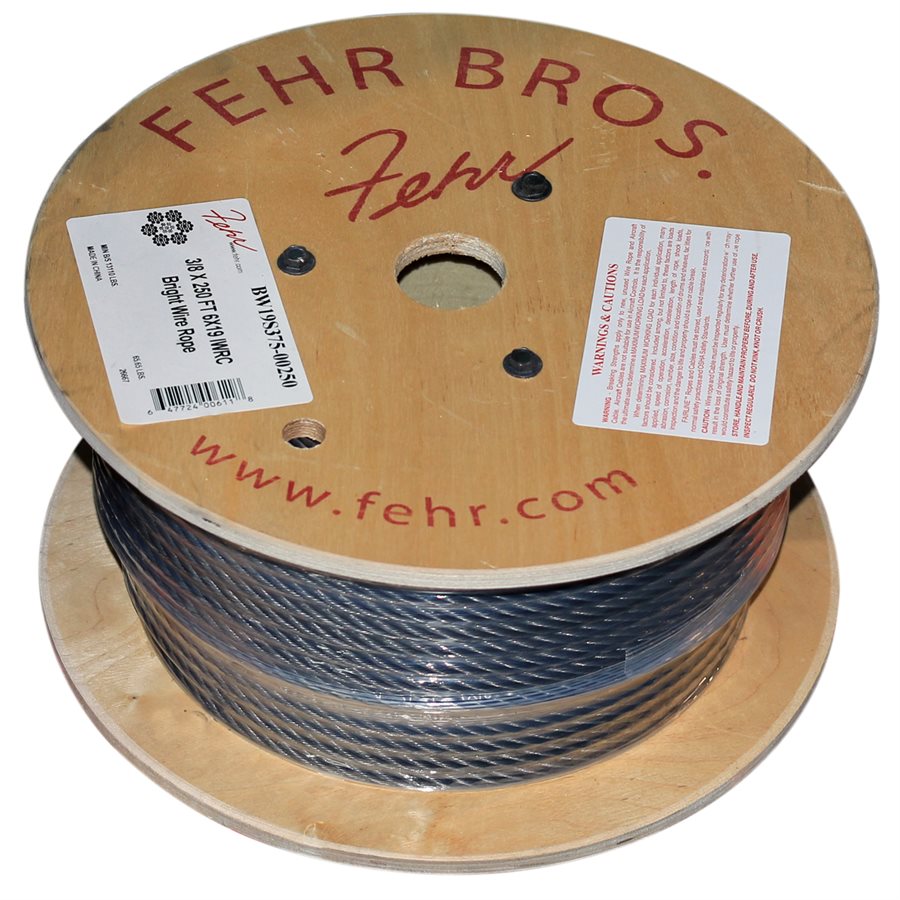 Bright Steel Core Wire Rope - 3/8 in X 6x19
