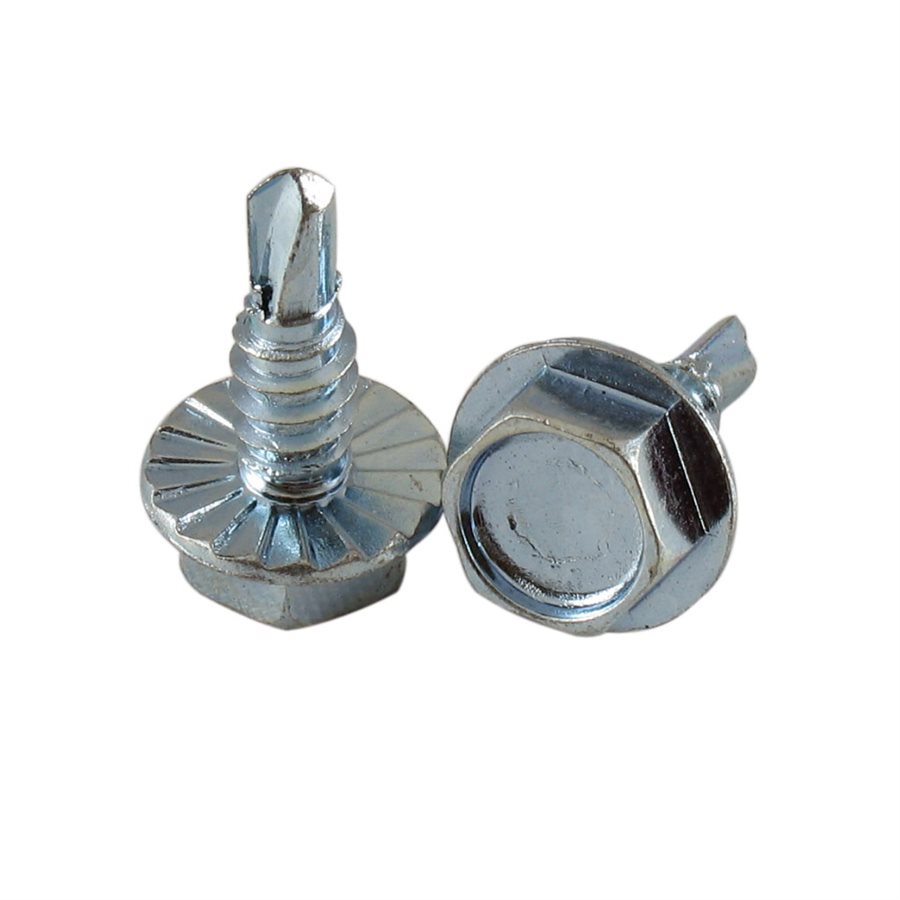 Hex Serrated Washer Head Drill-Tap Screw, 7/16 in Across Flats - 1/4-14 in X 3/4 in X 1000 Pcs