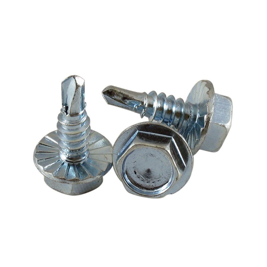 Hex Serrated Washer Head Drill-Tap Screw, 7/16 in Across Flats - 1/4-14 in X 3/4 in X 2500 Pcs