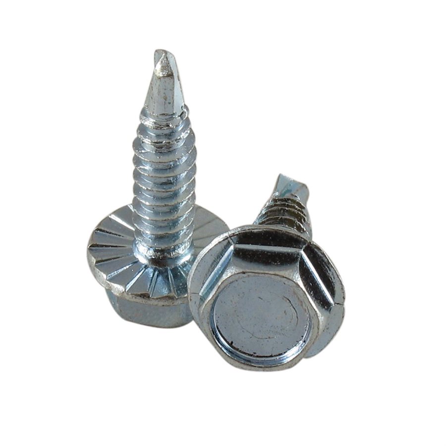 Hex Serrated Washer Head Drill-Tap Screw, 7/16 in Across Flats - 1/4-14 in X 1 in X 1000 Pcs
