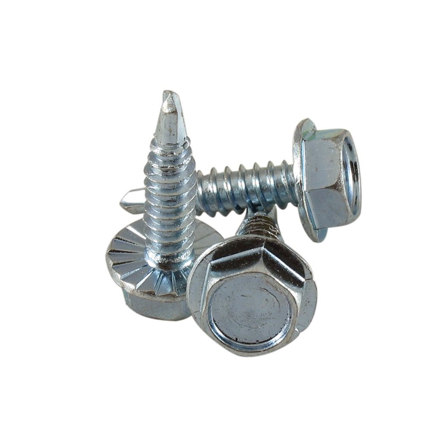 Hex Serrated Washer Head Drill-Tap Screw, 7/16 in Across Flats - 1/4-14 in X 1 in X 2500 Pcs