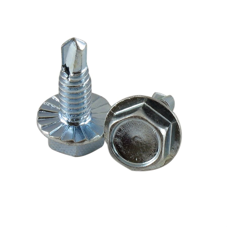 Hex Serrated Washer Head Drill-Tap Screw, 7/16 in Across Flats - 1/4-20 in X 3/4 in X 1000 Pcs
