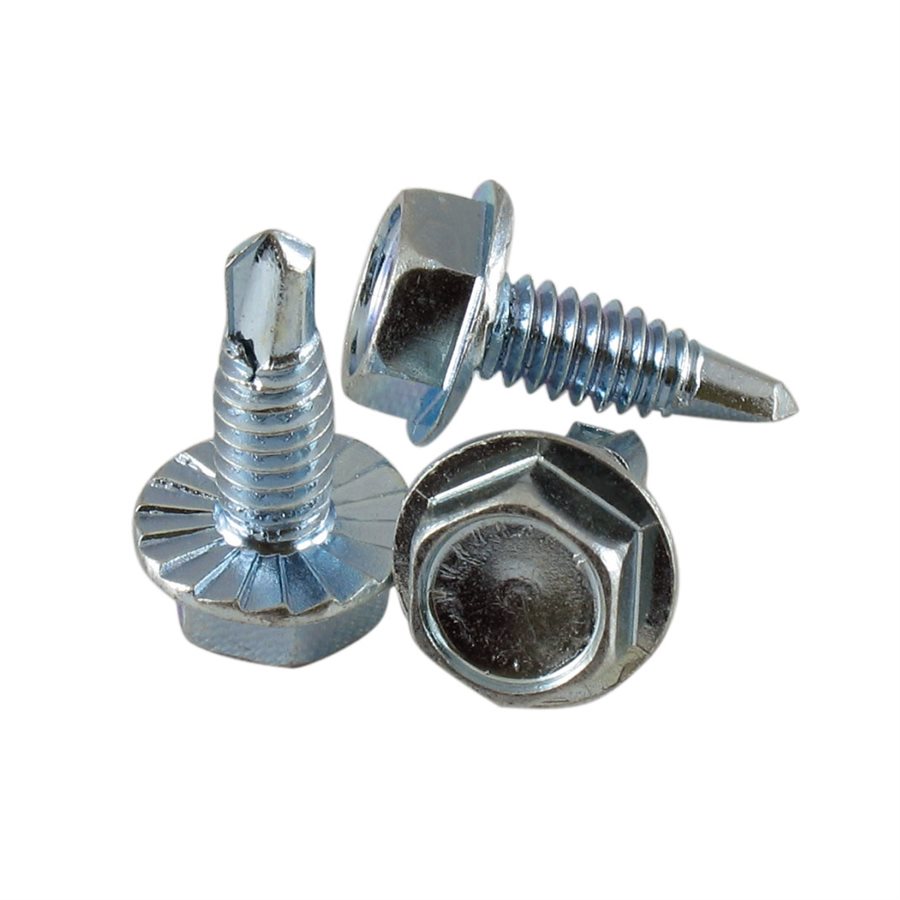 Hex Serrated Washer Head Drill-Tap Screw, 7/16 in Across Flats - 1/4-20 in X 3/4 in X 2500 Pcs
