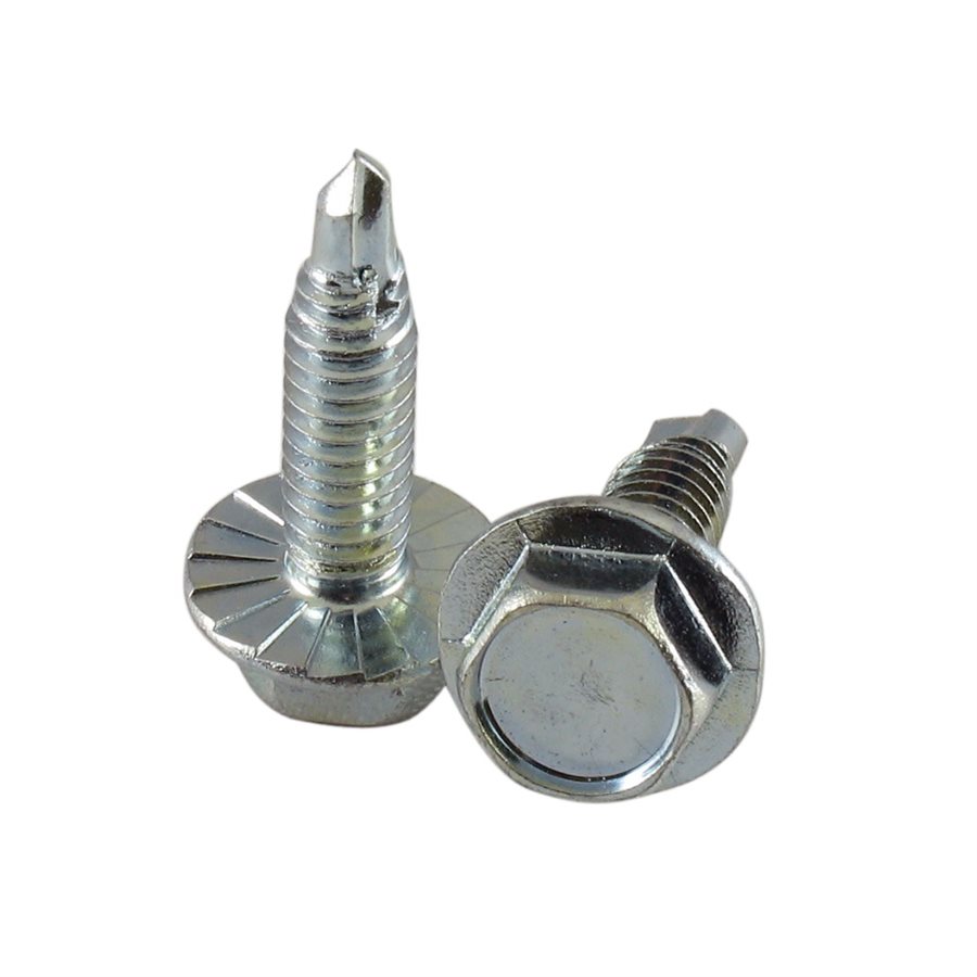 Hex Serrated Washer Head Drill-Tap Screw, 7/16 in Across Flats - 1/4-20 in X 1 in X 1000 Pcs