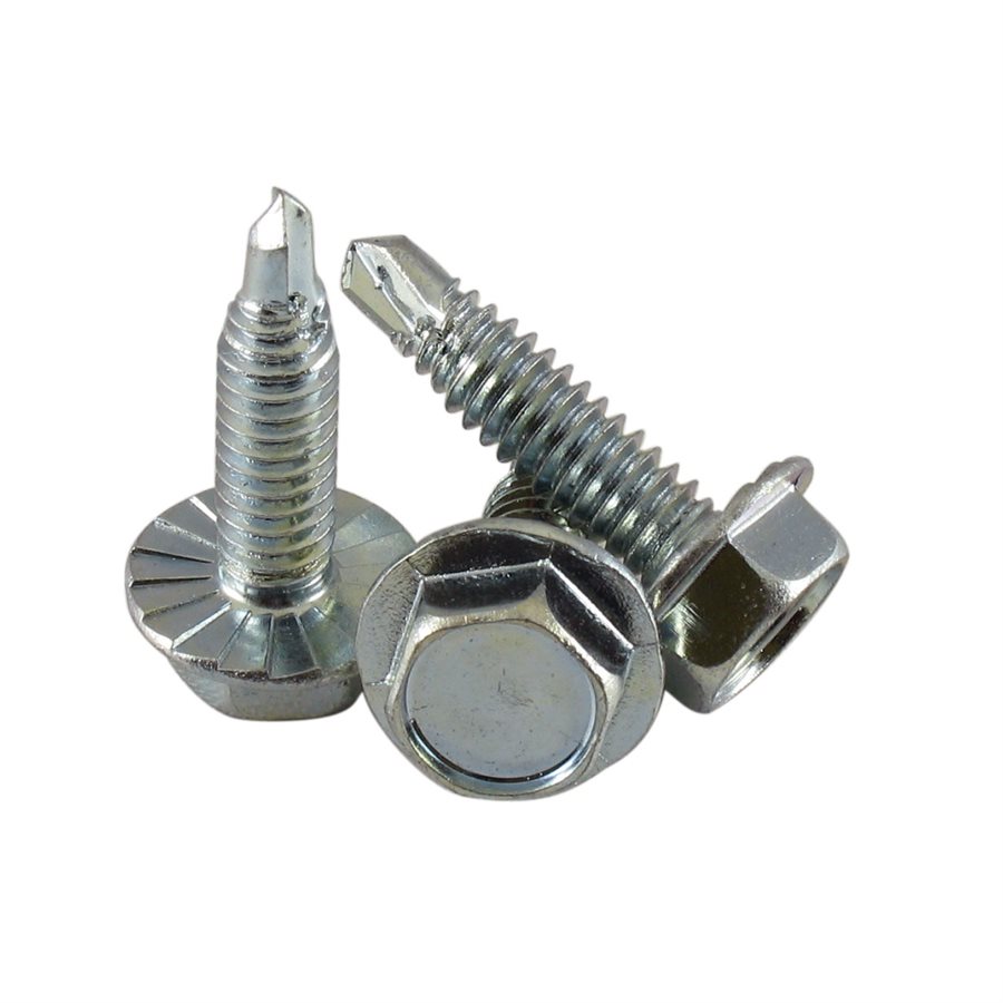 Hex Serrated Washer Head Drill-Tap Screw, 7/16 in Across Flats - 1/4-20 in X 1 in X 2500 Pcs