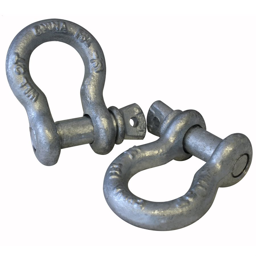 HDG Load Rated Screw Pin Anchor Shackles - 1/2 in