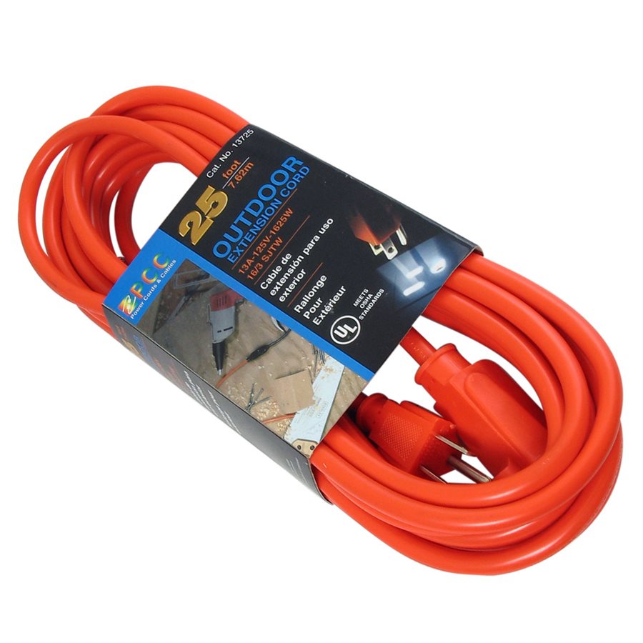 UL Listed Round Extension Cord - 25 ft