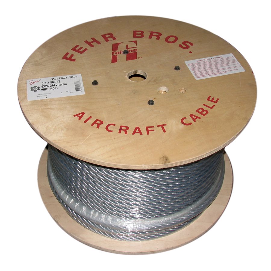 Hot Dip Galvanized Wire Rope - 3/4 in X 250 ft X 6x25