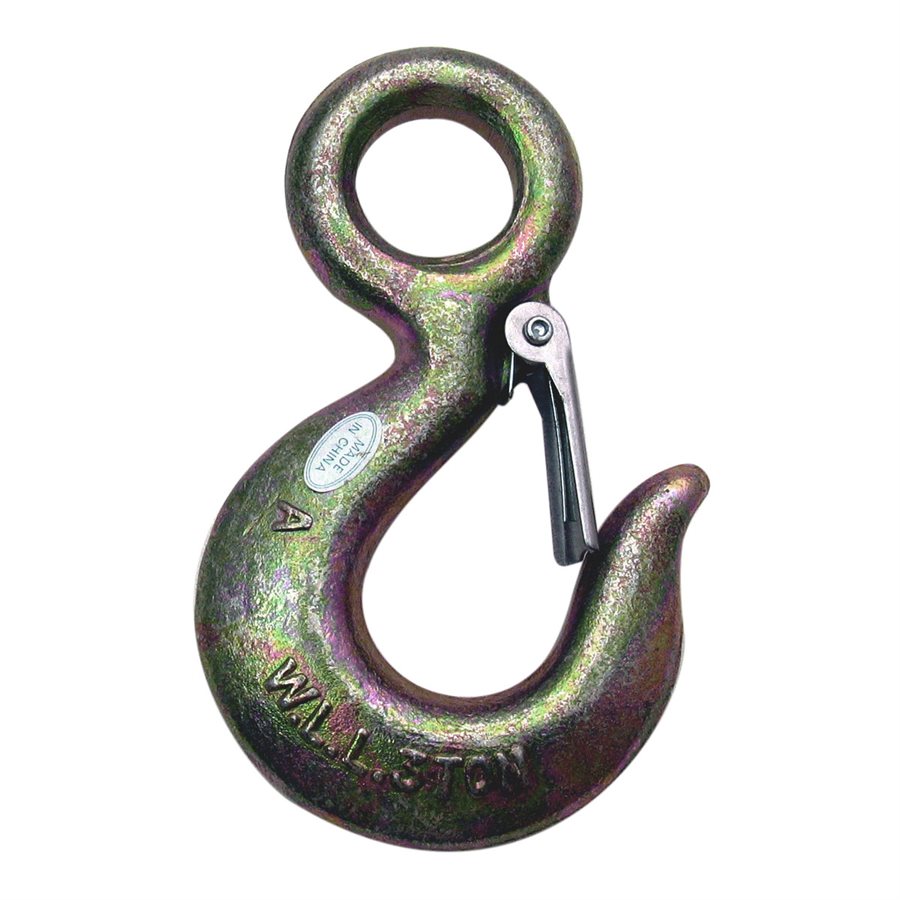 Alloy Eye Yellow Zinc Plated Hoist Hook - 3 Ton