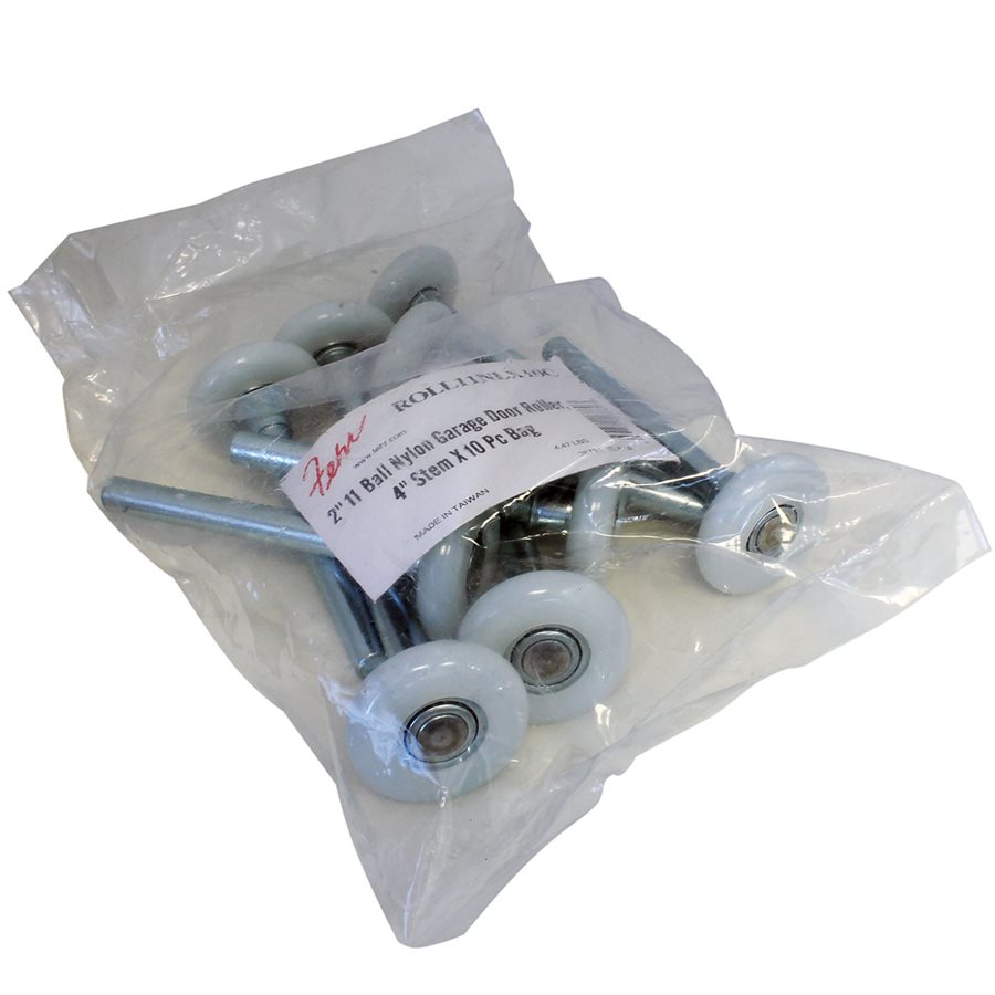 11 Ball Nylon Garage Door Rollers With 4 in Stem - 2 in X 10 Pcs