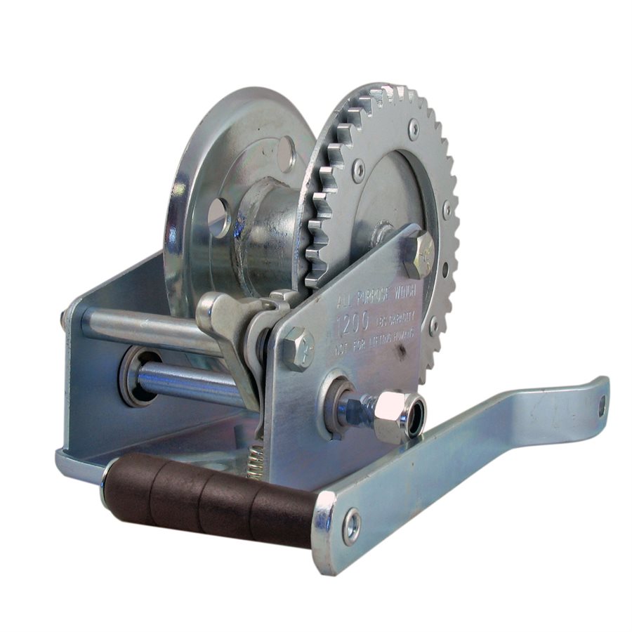 Hand Crank Winch with 2 in Hub - 1200 LB