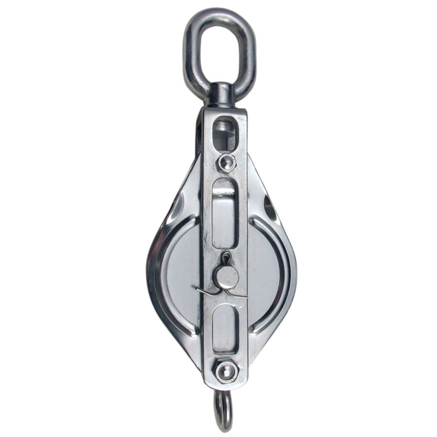 Stainless Steel Open Block Swivel Eye Single Sheave - 75 mm