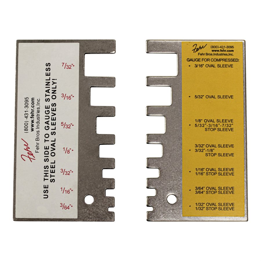 Stainless Steel Go/No-Go Swage Gauge For 1/32 in - 3/16 in Fittings With Fehr Logo