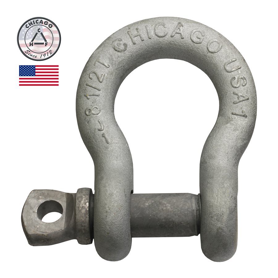 USA Made HDG Load Rated Screw Pin Anchor Shackle - 1 in