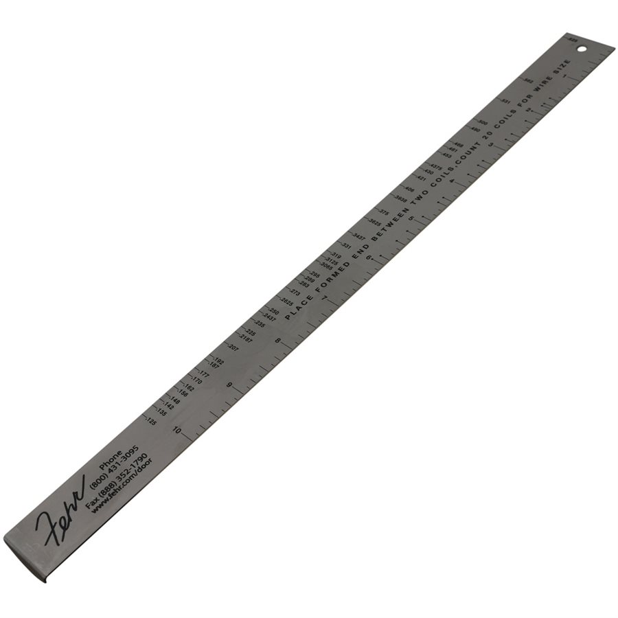 Spring Gauge Ruler for Garage Door Torsion Springs with Fehr Logo