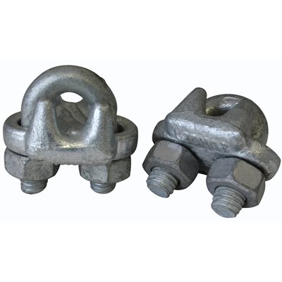 Forged Galvanized Wire Rope Clips - 1/4 in