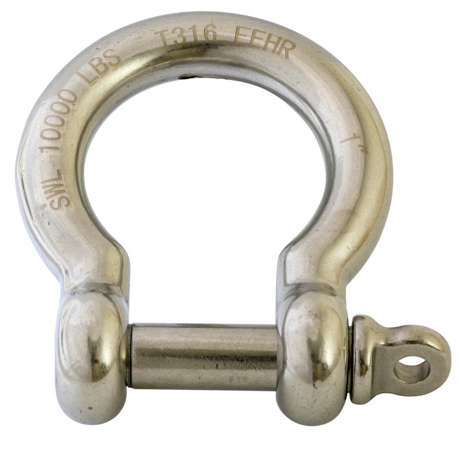 Stainless Steel T316 Screw Pin Bow Shackle - 1 in