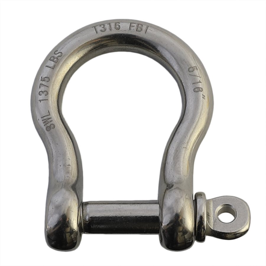 Stainless Steel T316 Screw Pin Bow Shackle - 5/16 in
