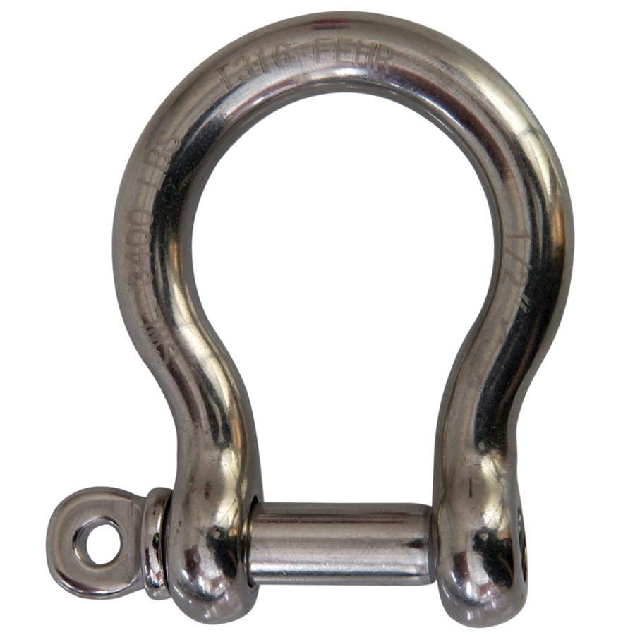 Stainless Steel T316 Screw Pin Bow Shackle - 1/2 in