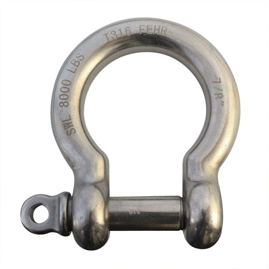 Stainless Steel T316 Screw Pin Bow Shackle - 7/8 in