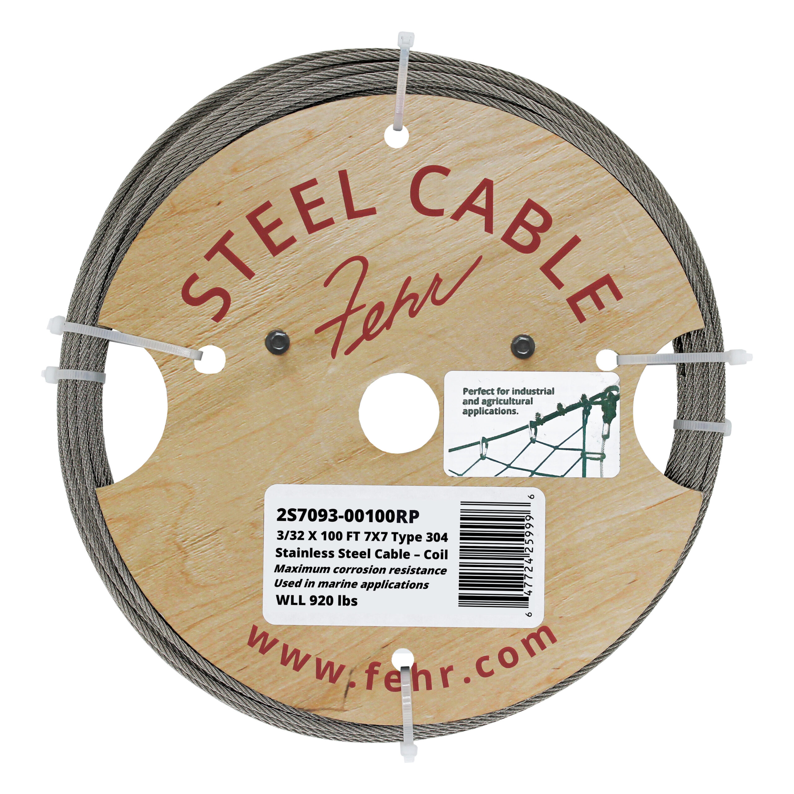 Stainless Steel T304 Cable Coil - 3/32 in X 100 ft, 7x7